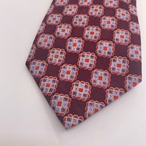 Ermenegildo Zegna Burgundy Geometric Silk Tie